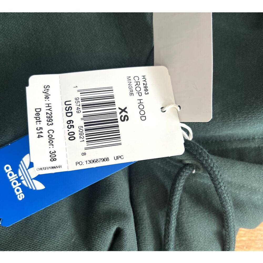 Adidas women XS crop hood sweat shirt mingre new with tags - Picture 3 of 3